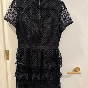 Aqua Black Lace Mini Dress